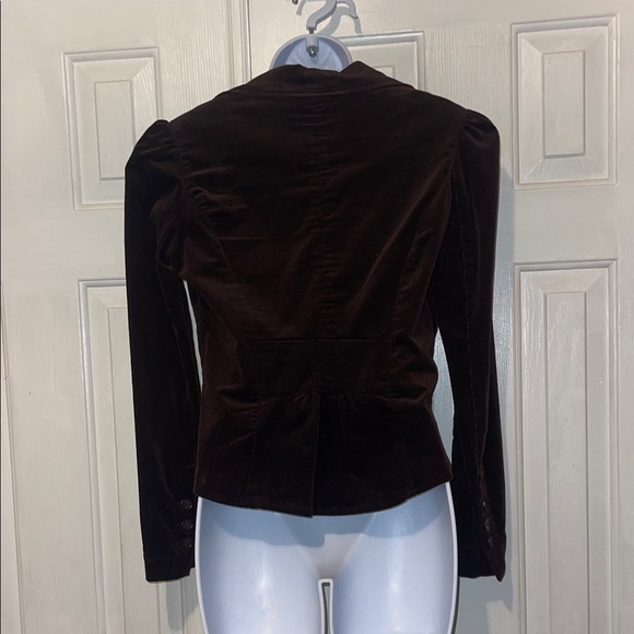 FLOWERS Elegant Brown Velvet Women's Jacket Size Small - Picture 6 of 11